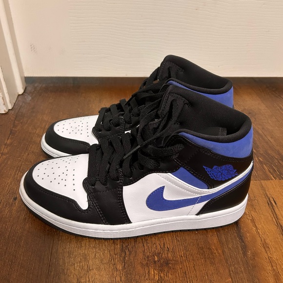 Nike Air Jordan Mid Black White Royal Blue Sneakers